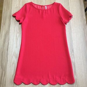 Mittoshop Short Sleeved Scalloped Red Dress
